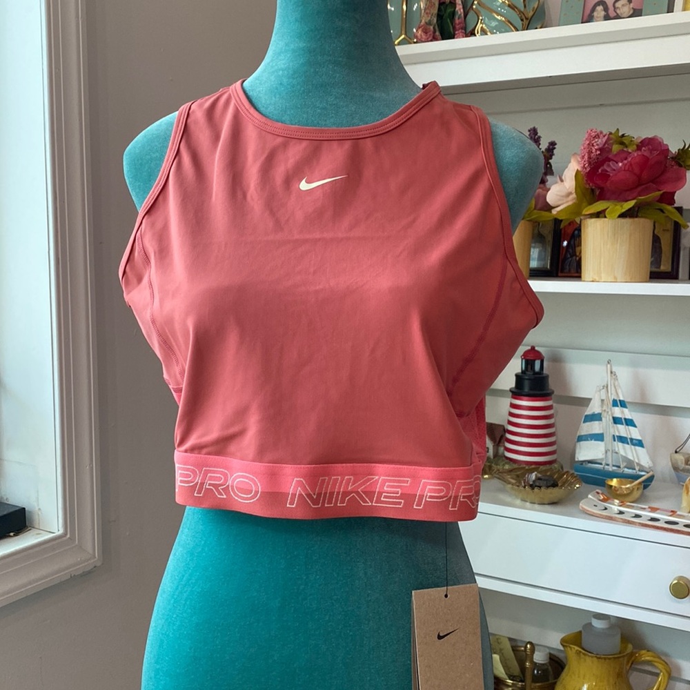 NIKE Dri-FIT Femme Crop Tank Top in Sea Coral Sz L